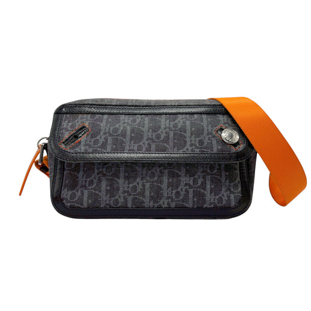 Christian Dior Flight Denim Shoulder Bag Navy Blue Orange
